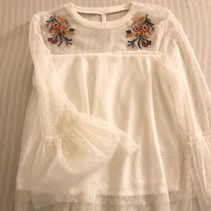SOLD ✅Off White Mesh Blouse